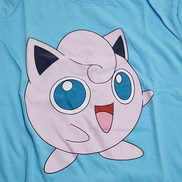 H&M Girls Pokemon Jigglypuff Smiling Turquoise Blue & Pink T-shirt Size 6x/7 NEW - Picture 2 of 4